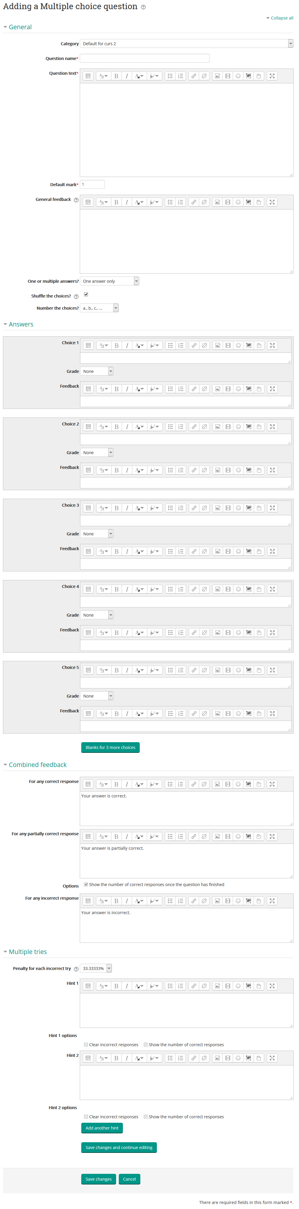 adauga intrebare de tip multiple choice
