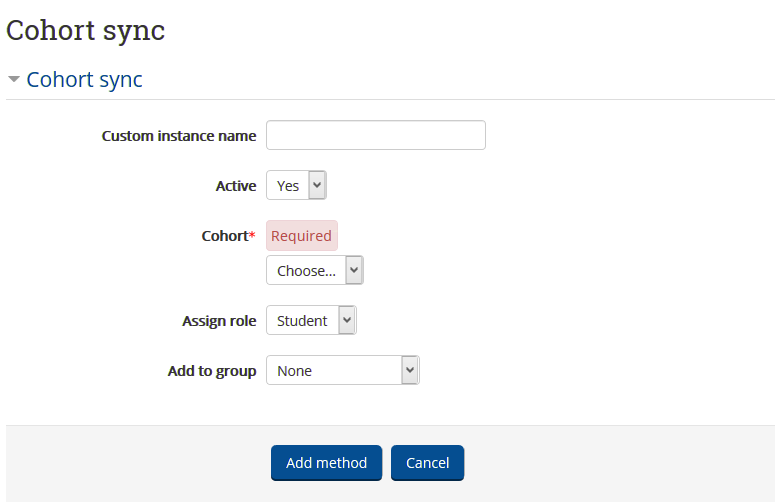 adaugare cohorta la curs