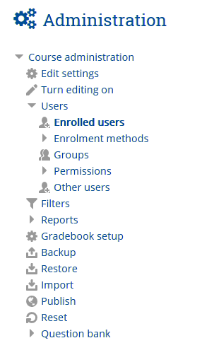 meniu administrare curs