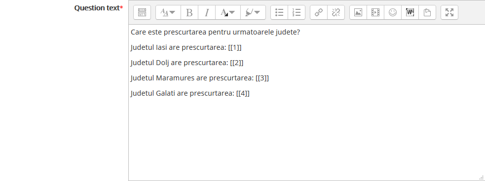 exemplu intrebare de tipul drag&drop text