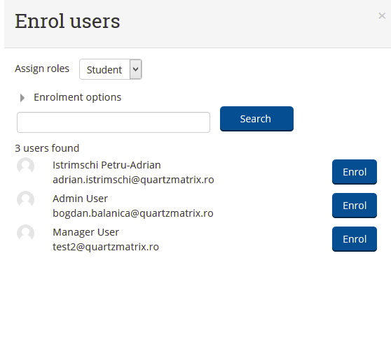 modal administrare utilizatori curs