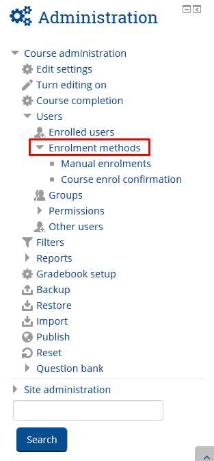 administrare metode de inscriere curs