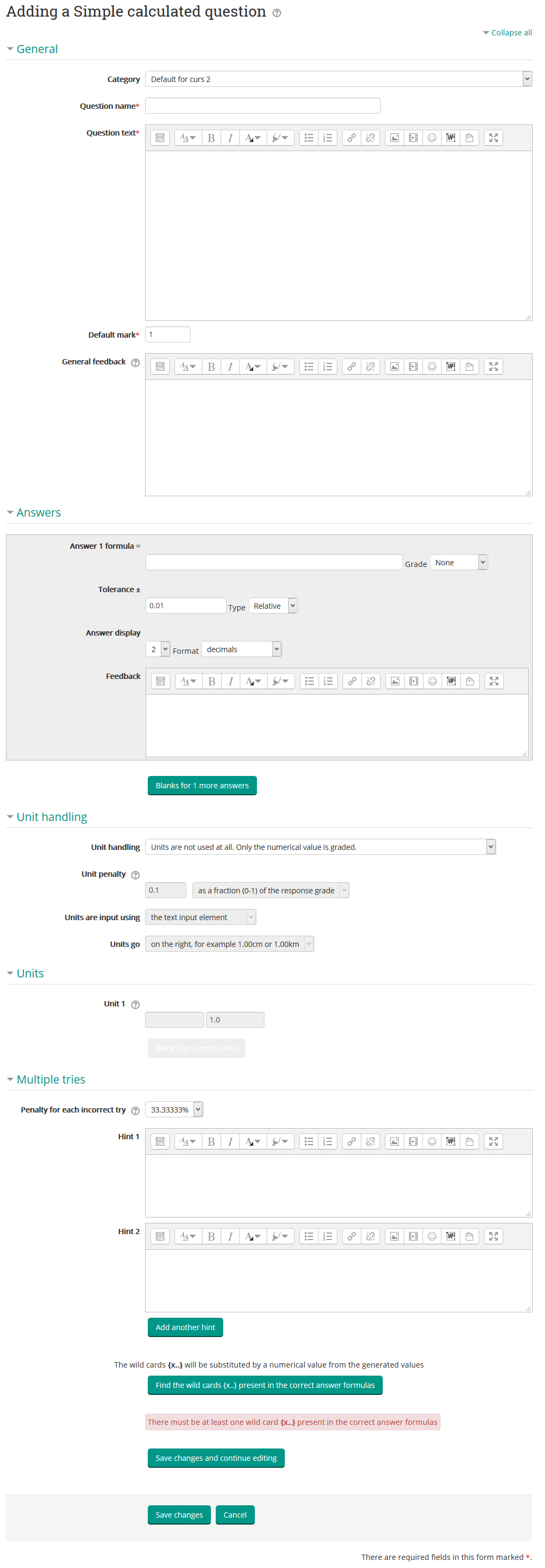 adauga intrebare de tipul calculated simple