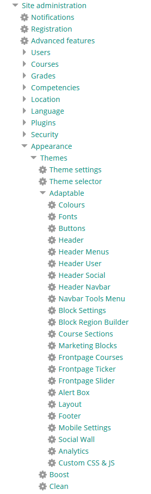 meniu administrare tema